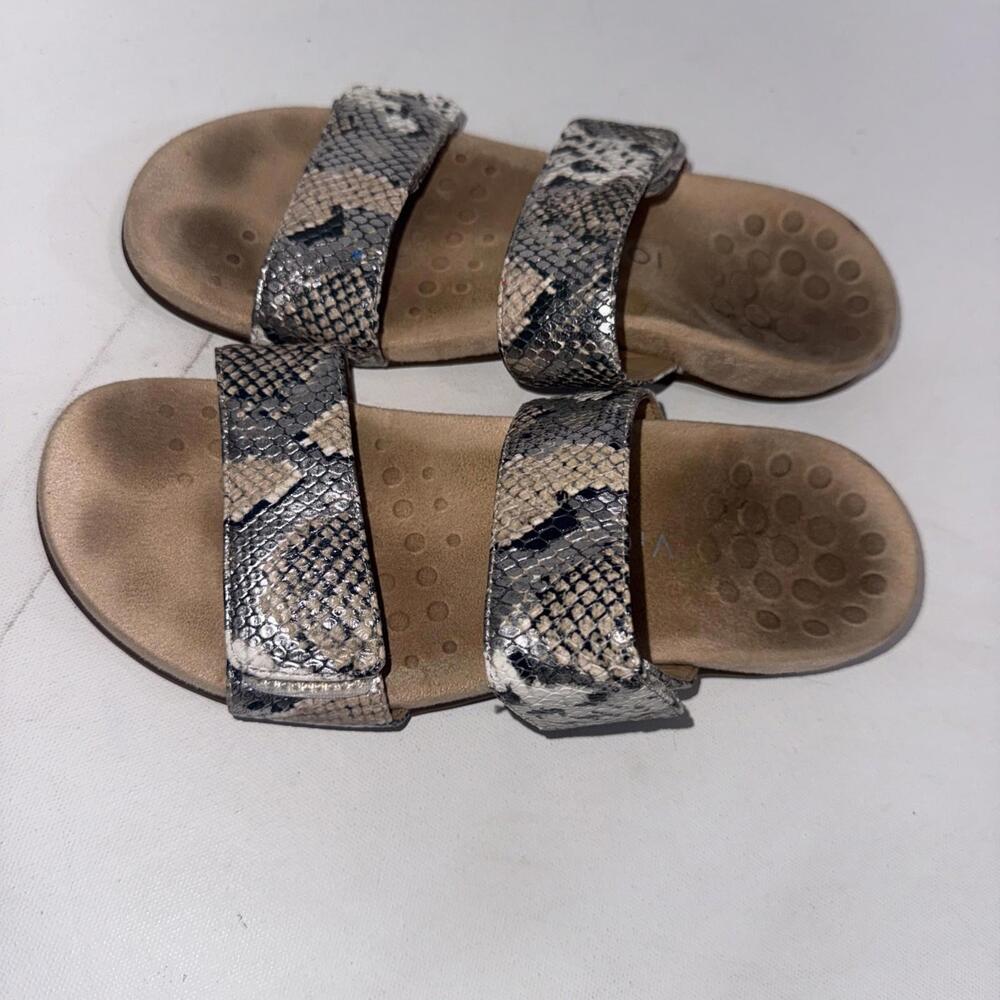 Vionic Comfort Randi Boa‎ Flip Flop Metallic Snake Print Sandals Slides Size 8 - Picture 2 of 11
